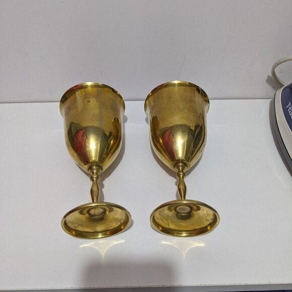 Copy - Vintage goblets brass pair goblets 2pcs - Picture 4 of 8